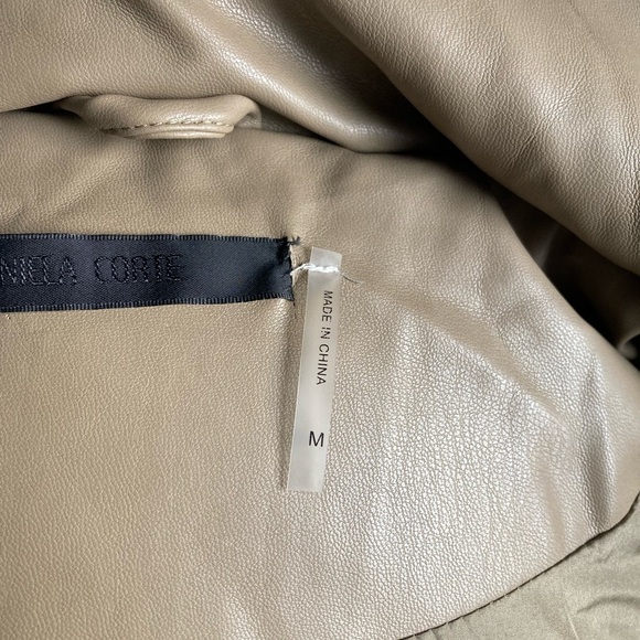 Daniela Cortez Eco Leather Puffer Jacket with Hood in Cognac - Picture 7 of 14